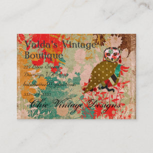 Cartes de visite roses de cru de Boho de hibou