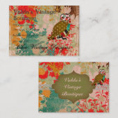 Cartes de visite roses de cru de Boho de hibou (Devant / Derrière)