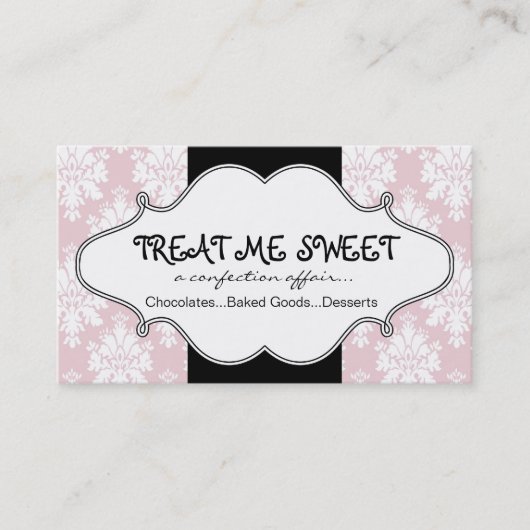 Cartes de visite roses de damassé de boulangerie (Devant)