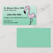 Cartes de visite roses de Flamant rose (Teal) (Devant / Derrière)