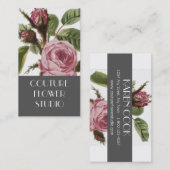 Cartes de visite roses de fleuriste de cru rose (Devant / Derrière)