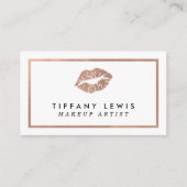 Cartes de visite roses de maquilleur d'or de Faux (Devant)
