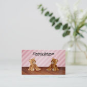 Cartes de visite roses de nounours (Debout devant)