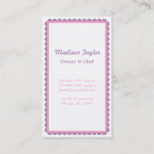 Cartes de visite roses de restauration de cuisine (Dos)