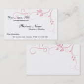 Cartes de visite roses de vigne (Devant / Derrière)