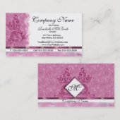 Cartes de visite roses élégants de broderie (Devant / Derrière)