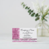 Cartes de visite roses élégants de broderie (Debout devant)