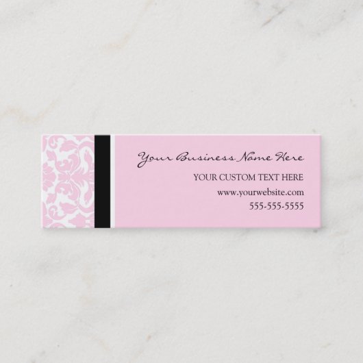 Cartes de visite roses élégants de damassé (Devant)