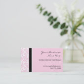 Cartes de visite roses élégants de damassé (Debout devant)