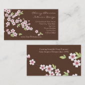 Cartes de visite roses et Brown de fleurs de (Devant / Derrière)