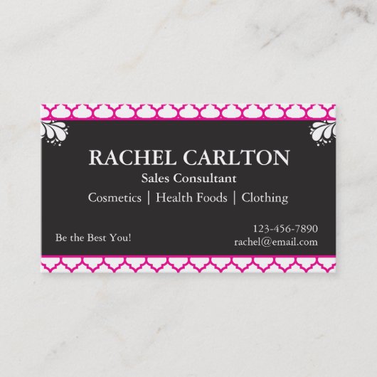 Cartes de visite roses et noirs (Devant)