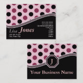Cartes de visite roses et noirs de monogramme (Devant / Derrière)