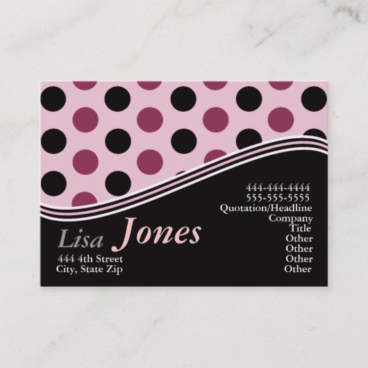 Cartes de visite roses et noirs de monogramme (Devant)