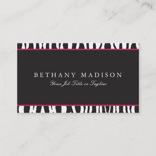Cartes de visite roses et noirs de zèbre (Devant)