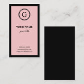 Cartes de visite roses et noirs élégants de (Devant / Derrière)