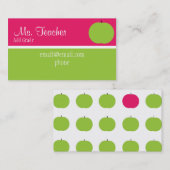 Cartes de visite roses et verts de professeur (Devant / Derrière)