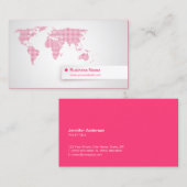 Cartes de visite roses globaux de carte du monde (Devant / Derrière)