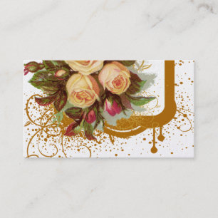 Cartes de visite roses victoriens d'or d'éléganc