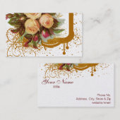 Cartes de visite roses victoriens d'or d'élégance (Devant / Derrière)