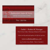 Cartes de visite rouges de beauté de cheveux de (Devant / Derrière)