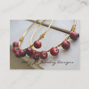 Cartes de visite rouges de boucles d'oreille de