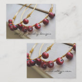 Cartes de visite rouges de boucles d'oreille de (Devant / Derrière)