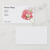 Cartes de visite rouges de fleur (Devant / Derrière)