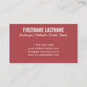 Cartes de visite rouges de la photographie profess (Dos)