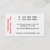 Cartes de visite rouges de pointe de verticale de (Dos)