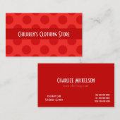 Cartes de visite rouges de pois (Devant / Derrière)