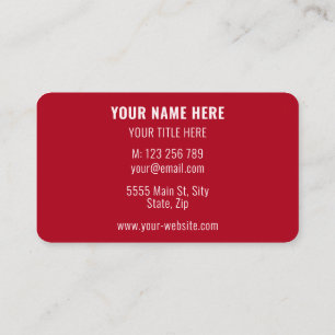Cartes de visite rouges personnalisés vos couleurs