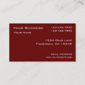 Cartes de visite rouges simples de coutume de (Dos)