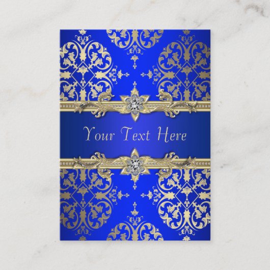 Cartes de visite Royal Blue Gold Damask (Devant)