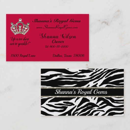 Cartes de visite "Royal Gems" Couronne (Devant / Derrière)