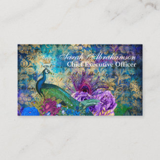 Cartes de visite royales belles paon paons