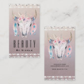 Cartes de visite Rustique Glam Boho Floral Crâne d (Devant / Derrière)