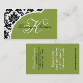 Cartes de visite Sage Green Black Damask (Devant / Derrière)