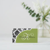 Cartes de visite Sage Green Black Damask (Debout devant)