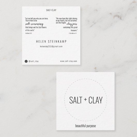 Cartes de visite SALT+CLAY  (Devant / Derrière)