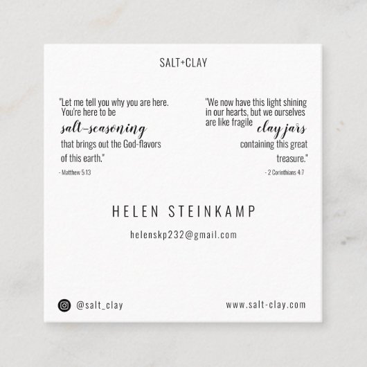 Cartes de visite SALT+CLAY  (Devant)