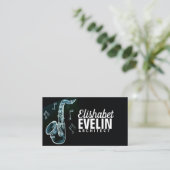 Cartes de visite saxophones en tableau noir (Debout devant)