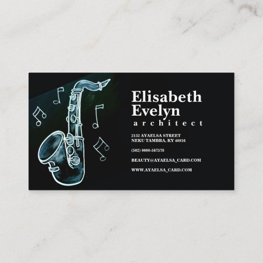 Cartes de visite saxophones en tableau noir (Dos)