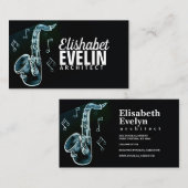 Cartes de visite saxophones en tableau noir (Devant / Derrière)