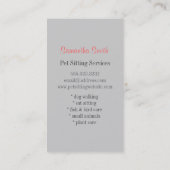 Cartes de visite se reposants de services d'animal (Dos)
