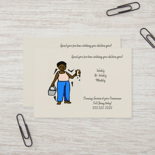Cartes de visite, Services de nettoyage de dame (Devant/Arrière en situation)