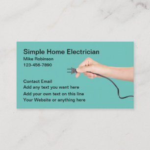 Cartes de visite simple électricien cordon électri