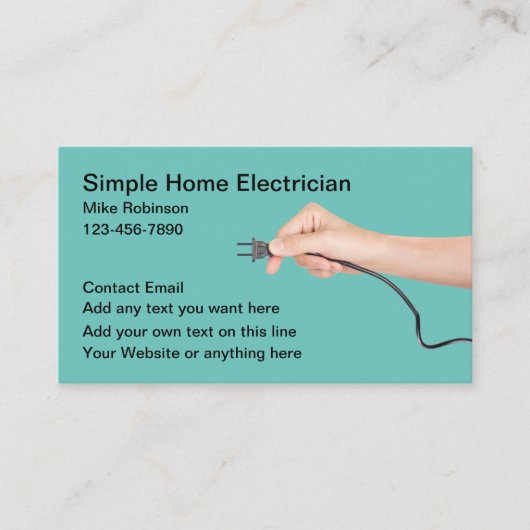 Cartes de visite simple électricien cordon électri (Devant)