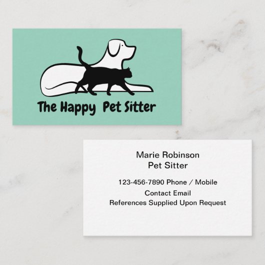 Cartes de visite Simple Thème Garde d'animaux (Devant / Derrière)