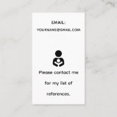 Cartes de visite simples de baby-sitter (Dos)
