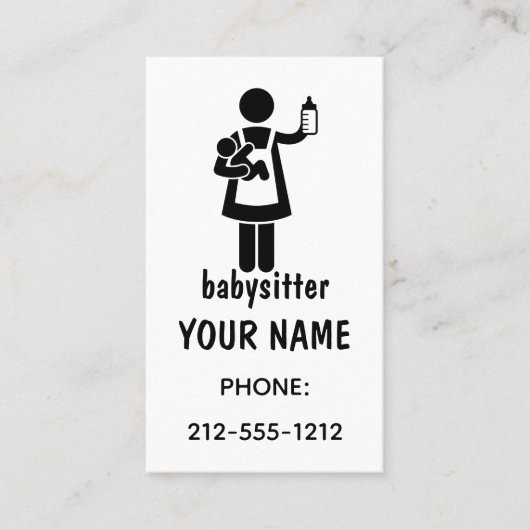 Cartes de visite simples de baby-sitter (Devant)